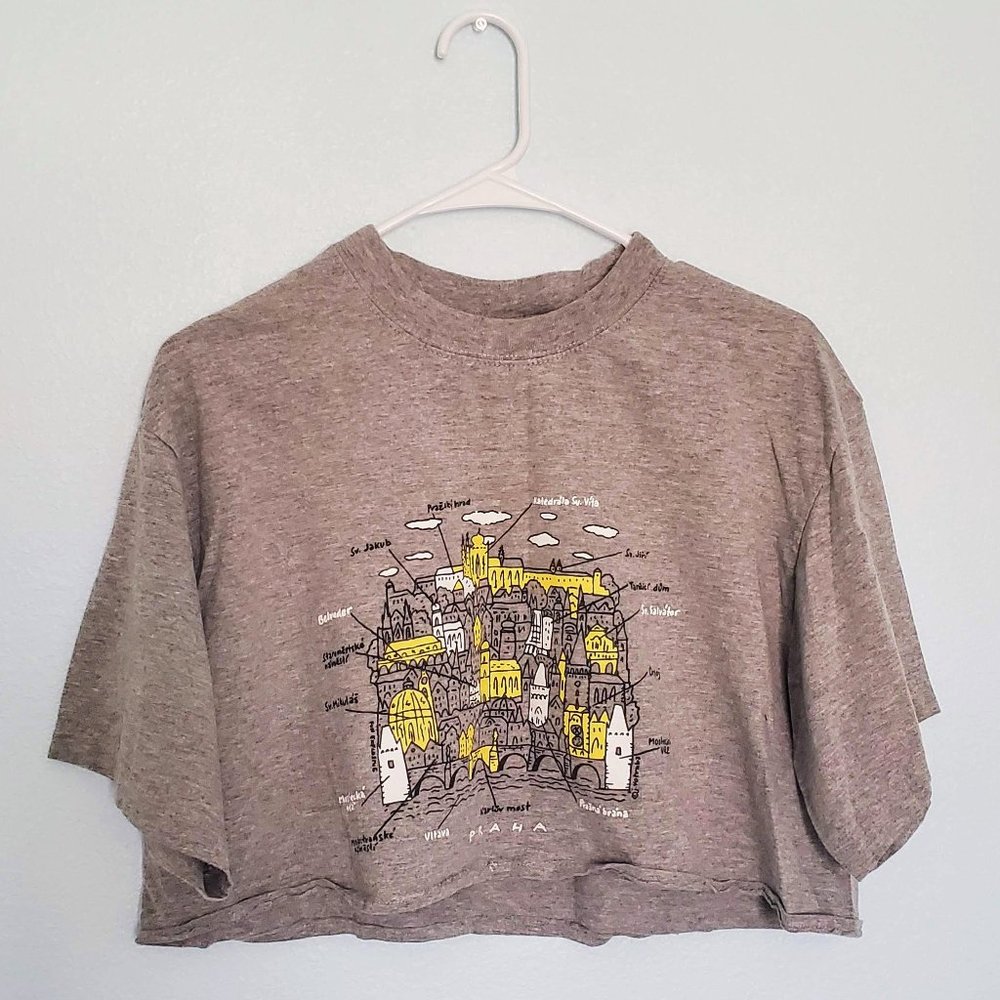 No brand cropped t-shirt, grey